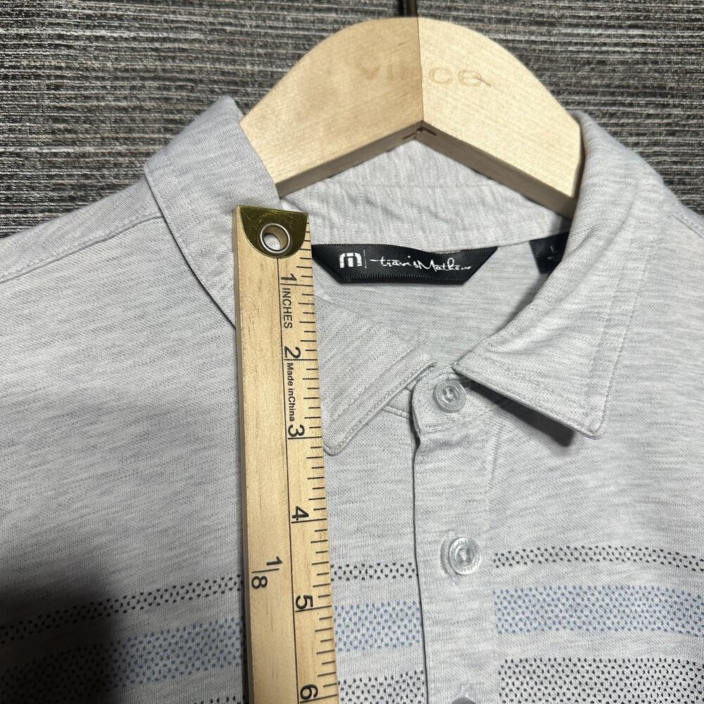 Travis Mathew Polo Shirt Men's Large Gray Striped Short Sleeve Golf - Picture 6 of 12